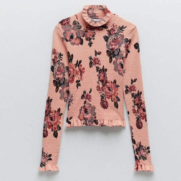 ZARA FLORAL KNIT SWEATER - Picture 10 of 11
